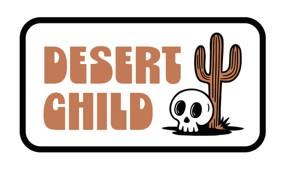 Desert child western Wild West cowboy cowgirl lifestyle quotes wanderer sticker badge shirt design cactus and skull retro groovy 80s aesthetic illustration isolated transparent background png