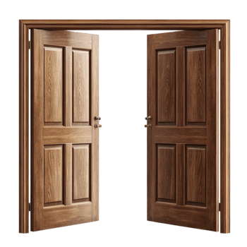 wooden doors open on a transparent background png