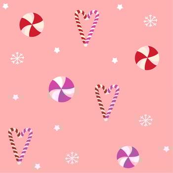 pattern with christmas sweets pink background vector