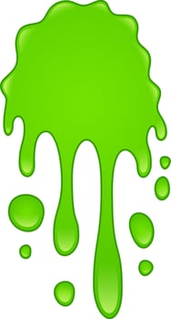 Thick, vibrant green goo drips and oozes, forming playful blobs that slide down, creating a fun and slightly messy scene full of whimsical charm and colorful chaos vector