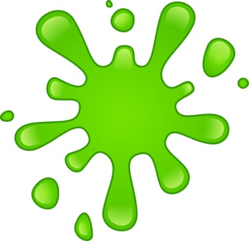 Vibrant green paint splatters energetically against a pristine white backdrop, forming a dynamic and visually striking composition that captures attention with its lively color and texture vector