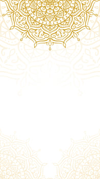 Simple Elegant Gold and White Floral Mandala Art Vertical Background with Intricate Hand Drawn Patterns Design vector