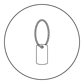 Dog tag military soldier animal tokens for collar with chain icon in circle round black color illustration image outline contour line thin style vector