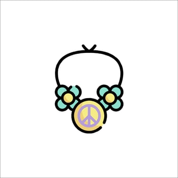 A peace sign necklace with flowers and a peace sign vector