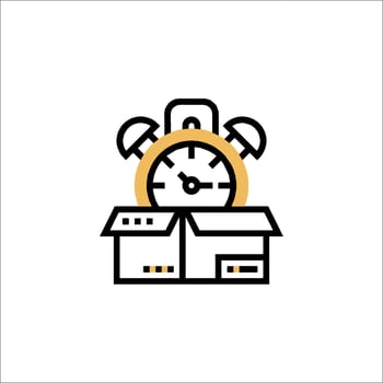 A clock and boxes on a white background vector