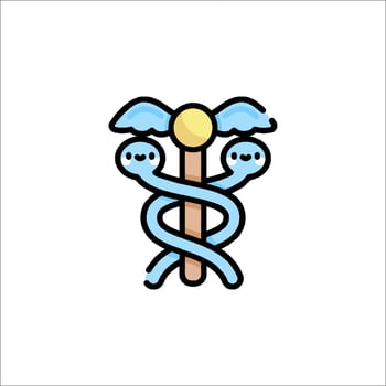 A medical symbol with two hands and a snake vector