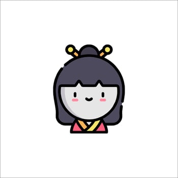 A cartoon character with a headband and a bow vector