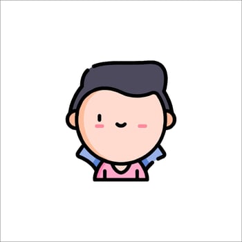 A cartoon character with a black hair and a pink shirt vector