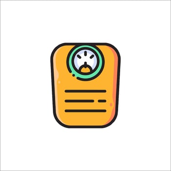 A yellow and green weight scale icon vector