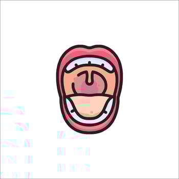 A cartoon mouth with open mouth and tongue vector
