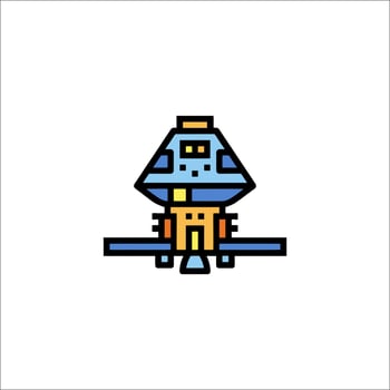 A pixel art illustration of a spaceship vector
