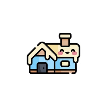 A cute house with a roof and a face vector