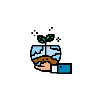 A hand holding a plant in a glass with a plant growing out of it vector