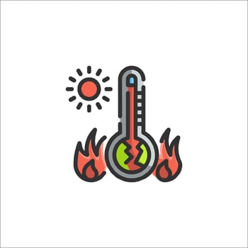 A thermometer with a flame and sun on it vector