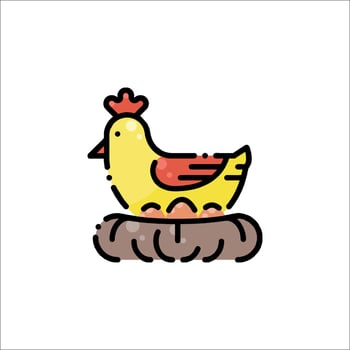 A cartoon chicken sitting on a nest vector