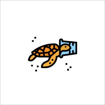 A turtle with a bottle in its mouth vector