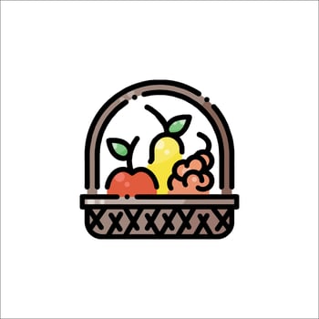 Fruit basket icon illustration vector