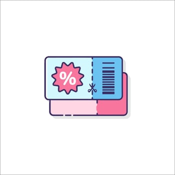 A discount coupon icon with a barcode vector