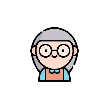 An old woman with glasses and a bow tie vector