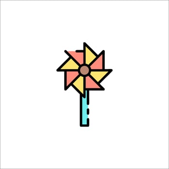 A pinwheel icon with a flower on it vector