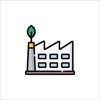 A factory building with a green plant on top vector