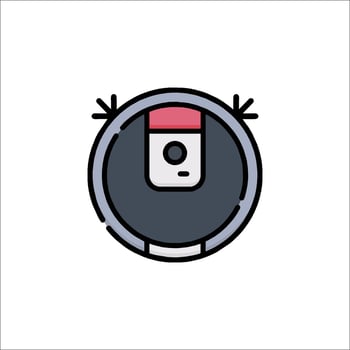 A robot vacuum cleaner icon on a white background vector