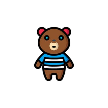 A cartoon bear wearing a blue and white striped shirt vector
