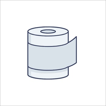 A roll of toilet paper is shown in a line drawing vector