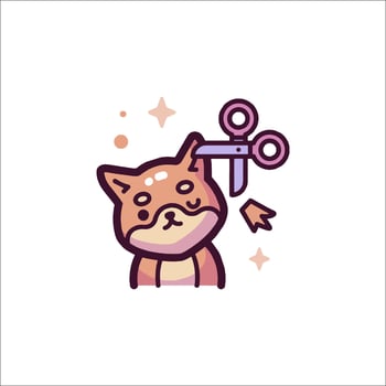 A cat holding scissors and a pair of scissors vector