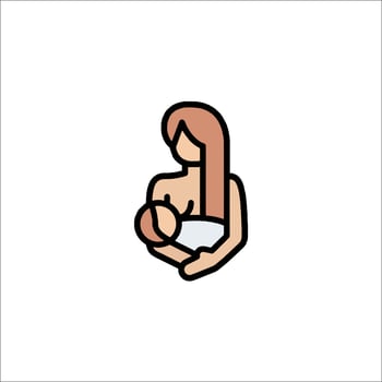 A woman holding a baby icon vector