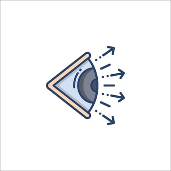 Eye icon with arrows and a triangle vector