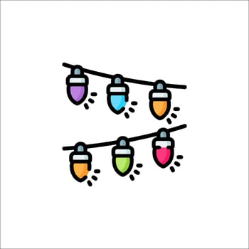 Christmas lights on a string icon illustration vector