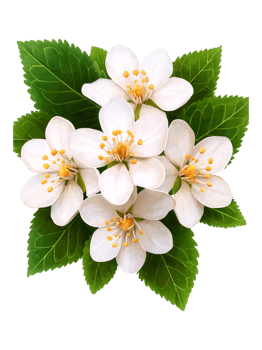 White Blossoms with Green Leaves png