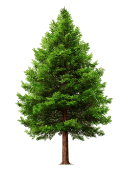 Lush Evergreen Tree with Vibrant Green Foliage and Strong Trunk png