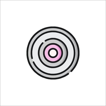 A pink and white circular icon vector