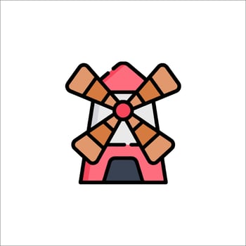 A windmill icon in a flat style vector