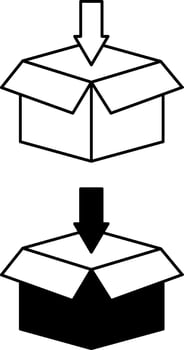 Packaging Icons. Black and White Illustrations. Container, Cargo, Goods. Delivery Service. Logistics Concept vector
