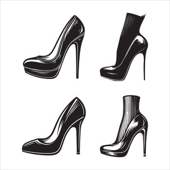 Fashionable women shoes with heels vector
