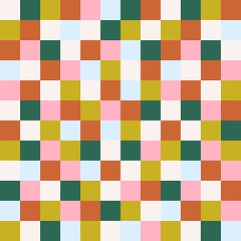 Abstract square geometric seamless pattern. Mosaic grid style background. Colorful minimalistic Christmas ornament. vector