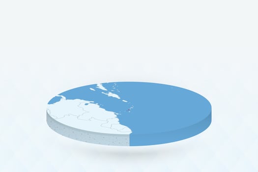 3D Isometric Map Highlighting Saint Kitts and Nevis in Red. vector