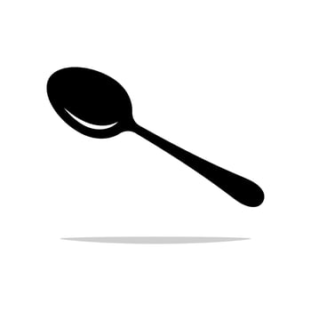 Black silhouette of a spoon isolated on white background. vector