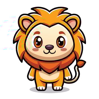 a cartoon lion standing with its head up vector