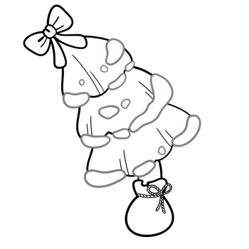 Adorable Christmas tree Line Art Doodle Illustration png