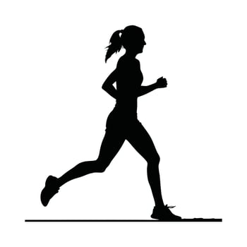 Runner Silhouette Front. A silhouette of a female runner jogging forward vector