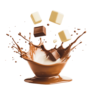 White Chocolate Cubes in a Chocolate Milk Splash png
