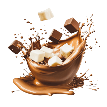 Chocolate Milk and White Chocolate Cubes in Creative Splash png