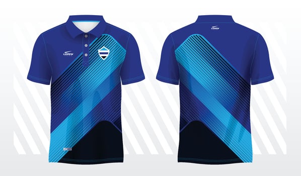 blue polo sport shirt sublimation jersey template design mockup vector