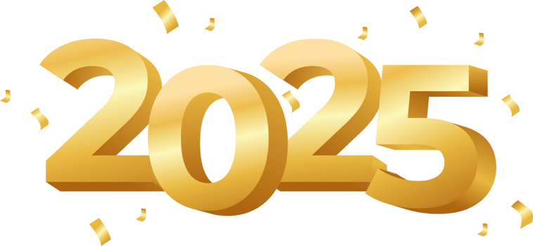 Golden 3D 2025 New Year png