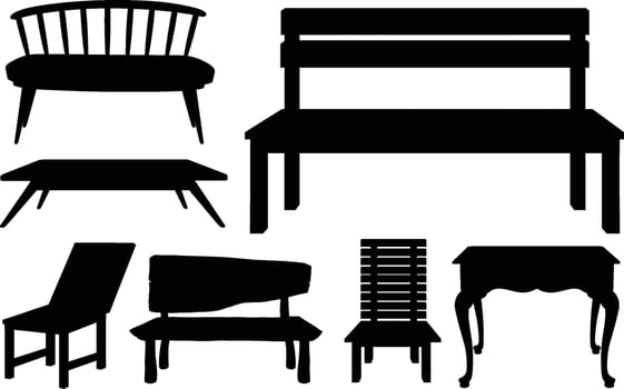 Chair Icons, Furniture Symbols, Home Decor Design vector