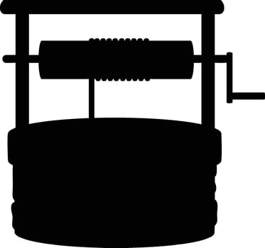 Old Water Well Icon, Vintage Farm Tool Symbol vector